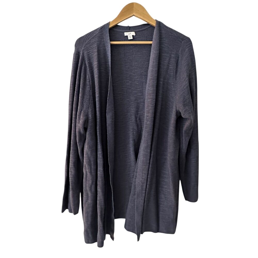 J. Jill Blue Cotton Linen‎ Blend Long Open Cardigan Size 3X
